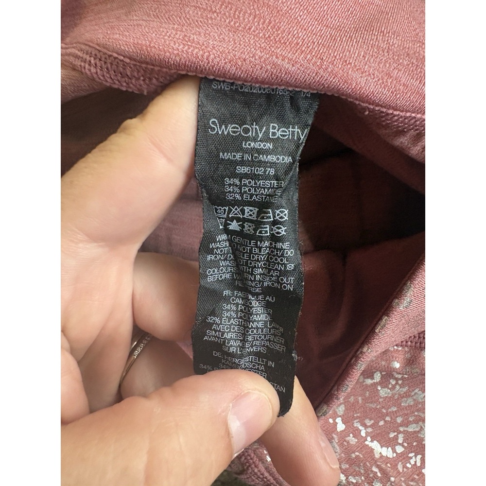 Sweaty Betty 7/8 Length Leggings Pink Disco Metallic Foil size Medium - Picture 3 of 4
